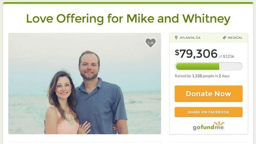 As of Thursday morning, nearly $80,000 in donations had been made to Michael and Whitney Lash. (Screenshot)