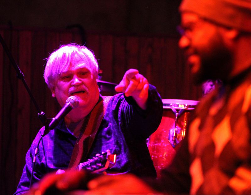 Col. Bruce Hampton (left), shown at the Vista Room during a Feb. 2 performance, has had a long and influential career, spanning nearly 50 years. HENRY TAYLOR / HENRY.TAYLOR@AJC.COM