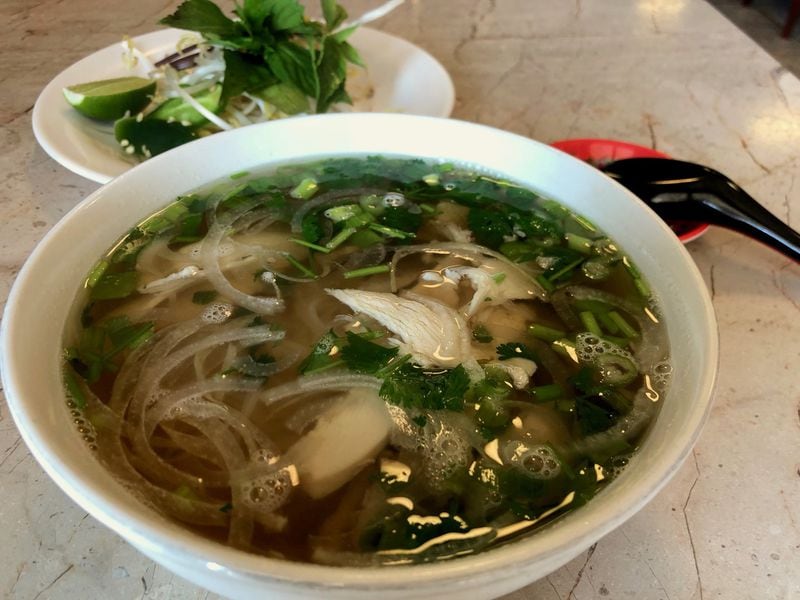 The pho ga at Pho Dai Loi 2 features tender slices of chicken. CONTRIBUTED BY BRAD KAPLAN