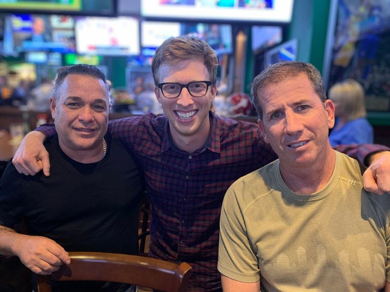 Tommy Martino (from left), "Whistleblower" podcast host Tim Livingston and Tim Donaghy, the former NBA referee who bet on games. Tenderfoot TV