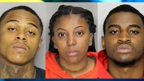 Tyler Thomas (from left), Tyanna Buford and Kalvon Hinnant have each been charged with murder in a November shooting in Cobb County, according to police.
