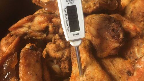 The report noted that some food, which should have been held at 41 degrees Fahrenheit and below, was too warm. Those items, including cooked wings held at 47 degrees, were discarded. Owner Brett Mancuso took a picture of wings held at an acceptable temperature, 38.8 degrees, after the inspection.