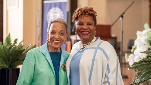 Johnnetta Betsch Cole, the former president of Spelman College and one of her former students Tayari Jones. Julie Yarbrough Photography
