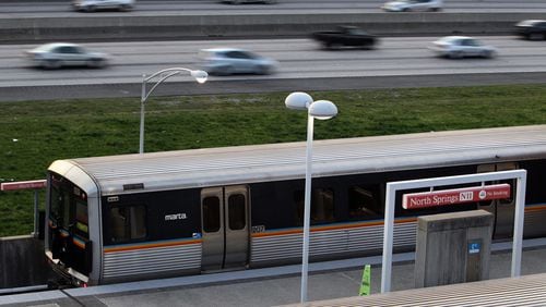 A MARTA train at North Springs station on Georgia 400, the northernmost stop on the system's Red Line. Credit Curtis Compton/CCOMPTON@AJC.COM
