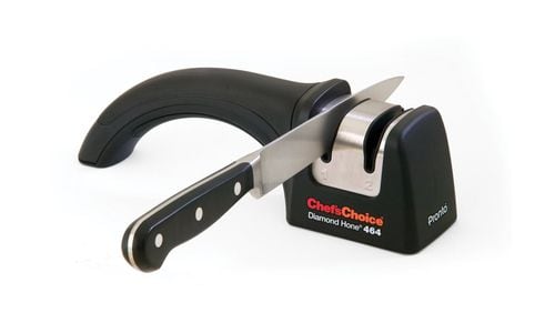 This manual knife sharper puts a sharp, durable, double-beveled “Gothic-Arch” shaped 15-degree edge on serrated and straight-edged double-sided Asian-style knives and contemporary European/American-style knives. Chef’s Choice Pronto Manual Diamond Hone Asian Knife Sharpener, 39.99, www.chefschoice.com. (Handout/Chef’s Choice)