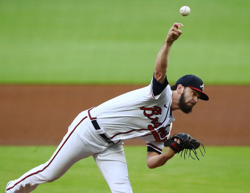  Atlanta Braves starting pitcher Ian Anderson delivers against the St. Louis Cardinals during the first inning in a MLB baseball game on Tuesday, July 5, 2022, in Atlanta.  “Curtis Compton / Curtis.Compton@ajc.com”