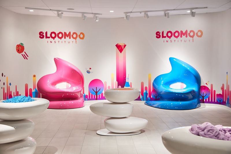 Pull, tug and toss slime at the Sloomoo Institute, a highly interactive, sensory and creative center filled with slime.
Courtesy of Sloomoo Institute