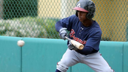 Braves shortstop prospect Ozhaino Albies, who turned 18 in January, is generously listed at 5-foot-9 and 150 pounds.