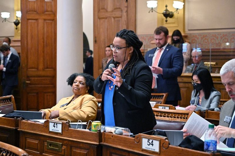 State Sen. Kim Jackson, a Democrat from Stone Mountain, said she backed a bill that would have allowed the sale of the cannabis product Delta-8 THC in response to threats by prosecutors in Gwinnett County to treat it as an illegal substance. “We felt it was important to make it explicit that Delta-8 is not illegal,” Jackson said. (Hyosub Shin / Hyosub.Shin@ajc.com)