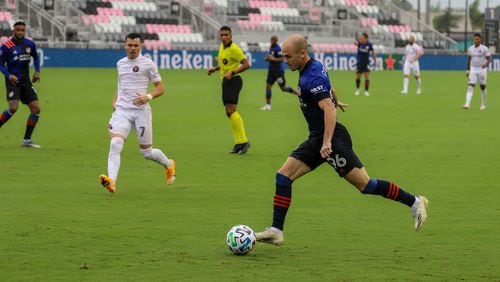 Andrew Gutman is shown playing for Cincinnati in 2020 against Inter Miami in Orlando, Fla.