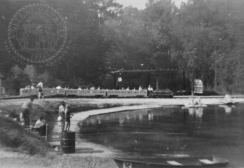 Mooney's Lake, seen here in the mid-1950s, featured two spring-water pools and a host of other attractions. (Courtesy, Georgia Archives, Vanishing Georgia Collection, ful0944-85)
