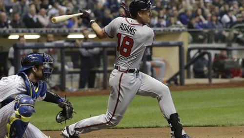 Lane Adams was in the starting lineup for the first time in his major league career Tuesday, in center field for the Braves at Colorado.