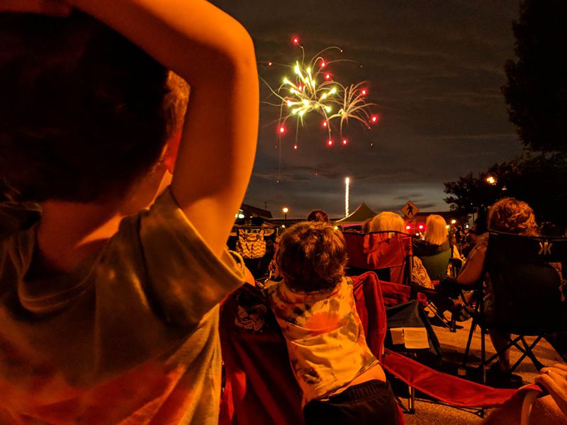 Tucker residents enjoy a fireworks show.