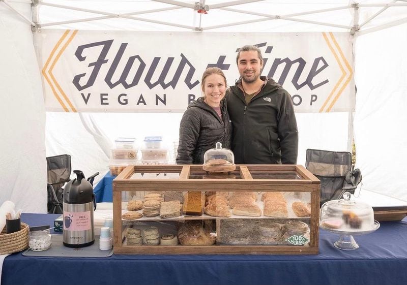 Flower + Time Bakery is run by Leah Bajalia, seen here with husband Michael. Courtesy of Leah Bajalia