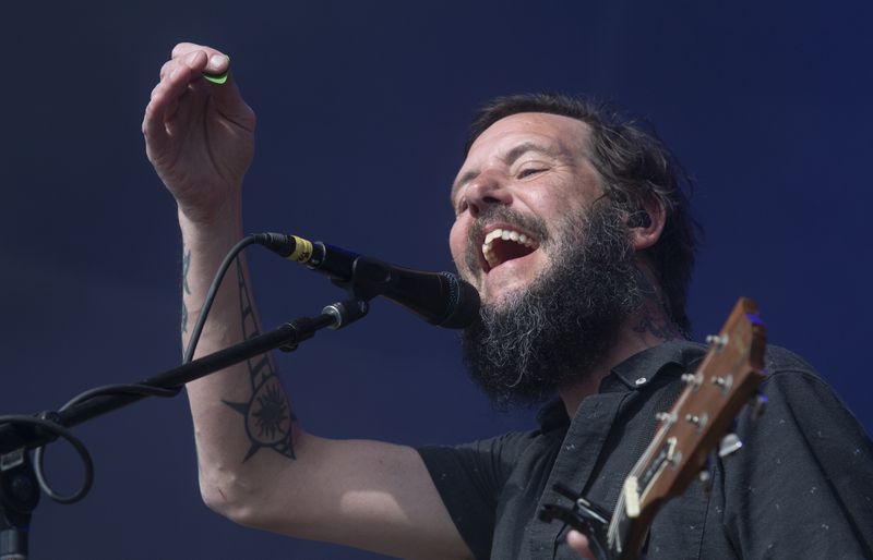 Ben Bridwell, lead singer of Band of Horses, performs at the Shaky Knees Music Festival on Sunday, May 1, 2022, in Atlanta. (AP Photo/Ron Harris)