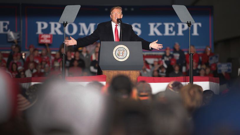 President Donald Trump speaks to supporters during a rally at the Southern Illinois Airport on Oct. 27 in Murphysboro, Ill. (Photo by Scott Olson/Getty Images)