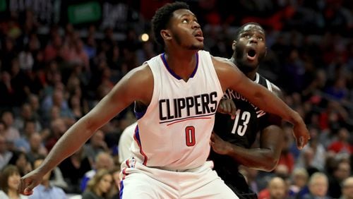 Diamond Stone of the Los Angeles Clippers blocks out Anthony Bennett of the Brooklyn Nets during the second half of a game at Staples Center on November 14, 2016 in Los Angeles, California. (Photo by Sean M. Haffey/Getty Images)