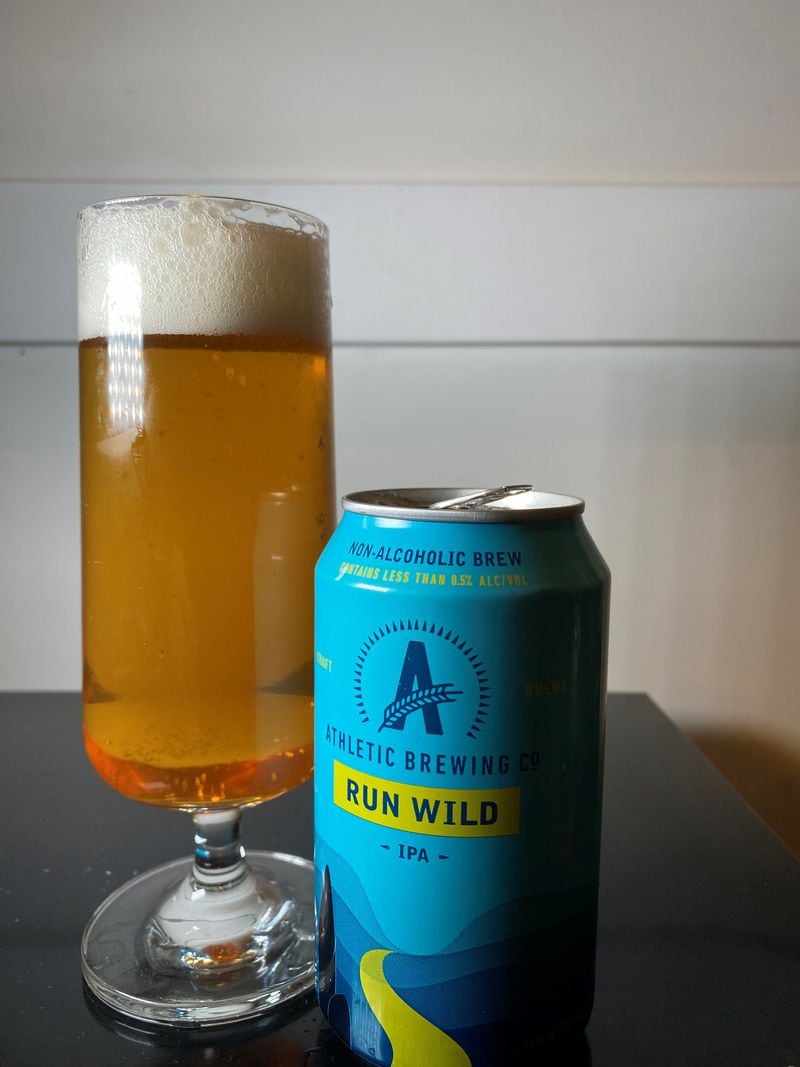 Athletic Brewing Run Wild is a sessionable nonalcoholic IPA that’s only 65 calories.
(Bob Townsend for The Atlanta Journal-Constitution)