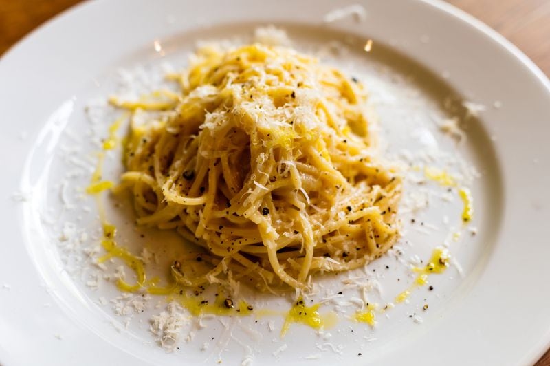 Pasta Cacio e Pepe from Virginia-Highland’s Tuscany at Your Table, which offers cooking classes. CONTRIBUTED BY HENRI HOLLIS