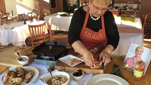 Lidia Bastianich makes a simple, but beautiful and delicious, bruschetta, the perfect appetizer to serve at holiday dinners. (Tammy Ljungblad/Kansas City Star/TNS)