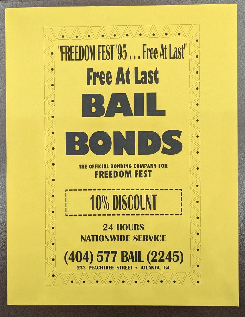 A flyer for a bail bonds company from the Southern Christian Leadership Conference's archives housed in the Joseph Echols and Evelyn Gibson Lowery Collection at the Atlanta University Center Robert W. Woodruff Library. Mirtha Donastorg/mirtha.donastorg@ajc.com