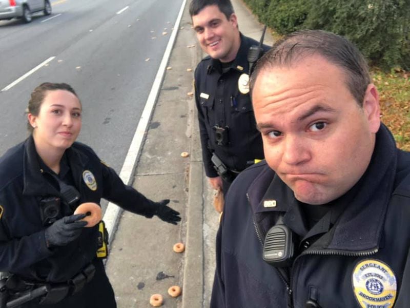 Officers were unable to save the doughnuts.