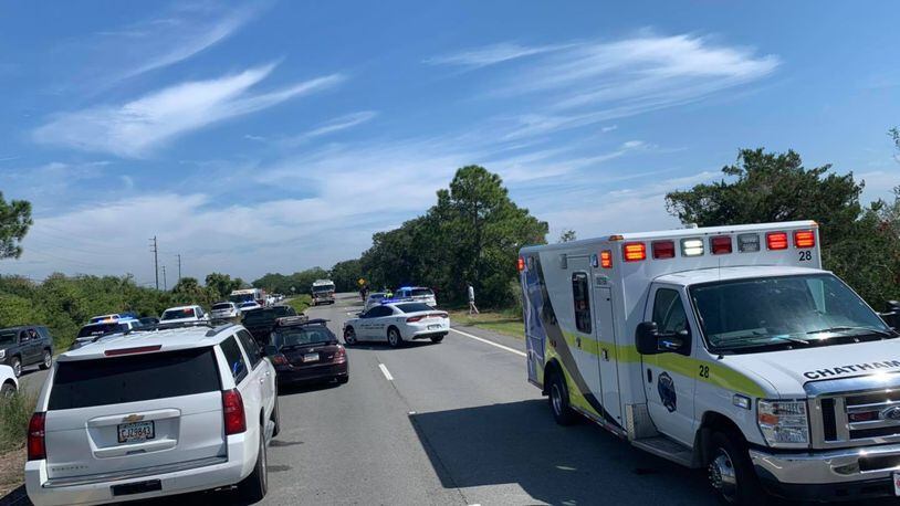 Chatham Emergency Services shared this photo on Facebook of a crash on Highway 80 to Tybee Island.
