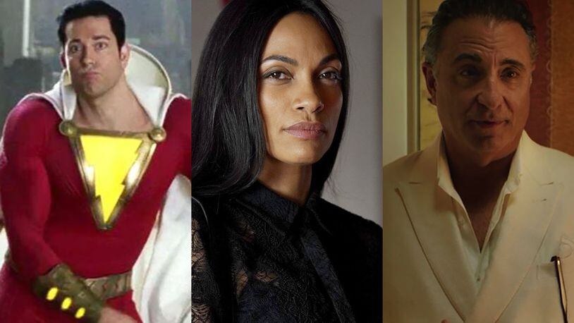 What's in production in Georgia: a "Shazam" sequel, a Rosario Dawson HBO series "DMZ" and a "Father of the Bride" reboot with Andy Garcia. CREDIT: publicity photos