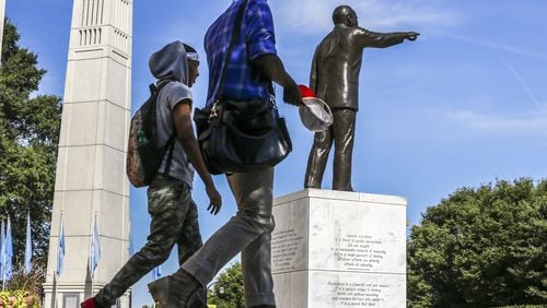 Students walk to class past the Martin Luther King Jr. International Chapel at Morehouse College in this AJC file photo.