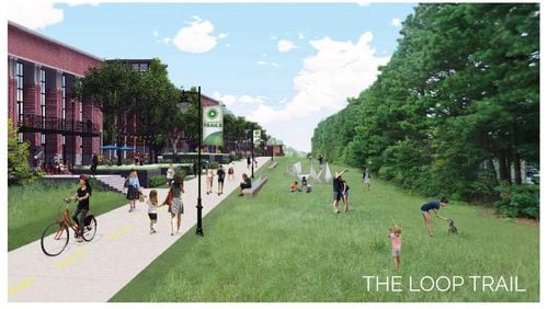 The "Loop Trail" would connect the Gwinnett Place area to McDaniel Farm Park, the Infinite Energy Center and Suwanee's trail system. (Rendering via Sugarloaf CID)