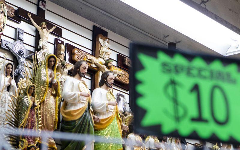 Religious figurines for sale at Plaza Fiesta. CHRISTINA MATACOTTA FOR THE ATLANTA JOURNAL-CONSTITUTION.