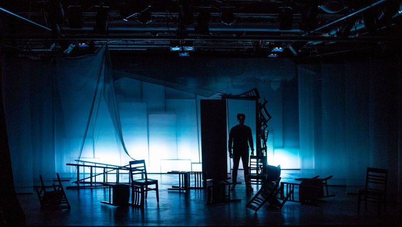 Lighting design by Joel Coady and Maranda DeBusk sets the tone for Synchronicity Theatre’s production of Jennifer Barclay’s “Ripe Frenzy,” which gets into the minds of those affected by mass shootings. CONTRIBUTED BY JERRY SIEGEL