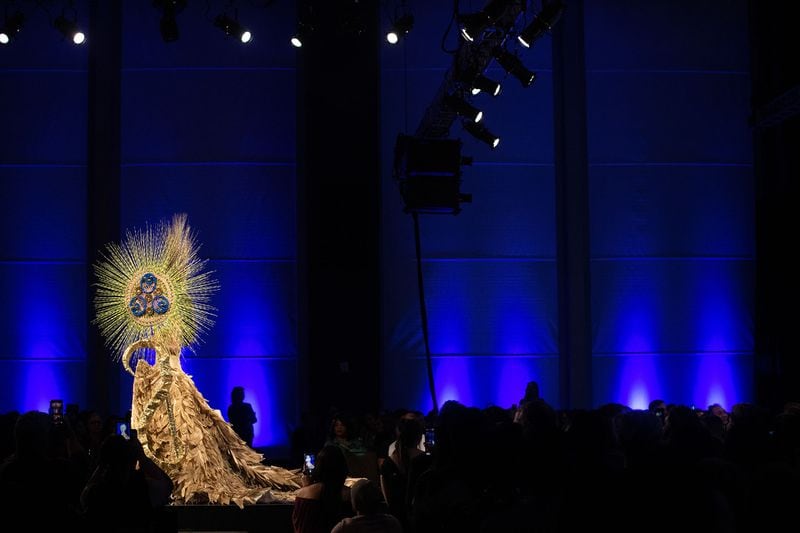  Miss Honduras Rosemary Arauz showcases her costume that represents her country at the Miss Universe Pageant National Costume Show in Atlanta on Friday, Dec. 6, 2019.  PHOTO BY ELISSA BENZIE/FOR THE AJC