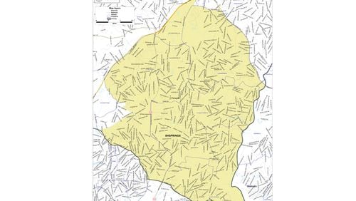 Map depicts the boundaries of the proposed city of Sharon Springs in south Forsyth County. It would take in about 30 percent of Forsyth’s population. SHARON SPRINGS ALLIANCE