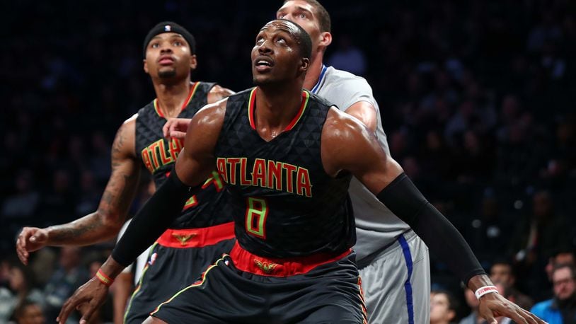 Dwight Howard of the Atlanta Hawks waits for a rebound against the Brooklyn Nets during their game at the Barclays Center on January 10, 2017 in New York City. (Photo by Al Bello/Getty Images)