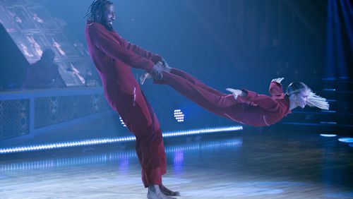 Iman Shumpert (left) received kudos from his dance on "Horror Night" on "Dancing with the Stars" that aired Oct. 25.(ABC/Eric McCandless)