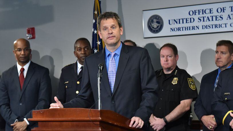 U.S. Attorney John Horn announces the racketeering indictment on Wednesday: “These charges show how a national gang like Gangster Disciples can wreak havoc here.” HYOSUB SHIN / HSHIN@AJC.COM