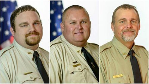 From left: Former Washington County deputies Rhett Scott, Michael Howell and Henry Lee Copeland were indicted on murder charges in the Taser death of 58-year-old Euree Lee Martin, an unarmed Black man. (Photos courtesy of WJBF-TV)