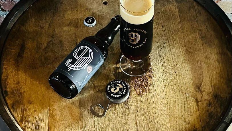 Three Taverns 9th Anniversary Ale is a limited edition barleywine aged for 13 months in 8-year-old Willett bourbon barrels. / Credit: Three Taverns Brewery