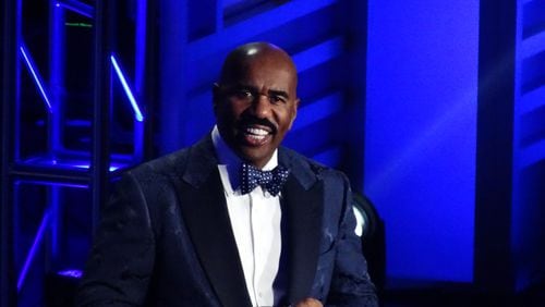 Somehow, I managed to get Steve Harvey to look at me from 150 feet away. Actually, he just happened to look in my direction while on stage. CREDIT: Rodney Ho/ rho@ajc.com