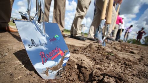 The scene at ground-breaking of the Braves’ new spring-training facility in North Port, Fla., on Oct. 16, 2017.