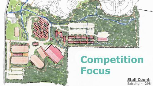 A “Competition Focus” conceptual master plan was one of two approved by the Alpharetta City Council for the Wills Park Equestrian Center. CITY OF ALPHARETTA