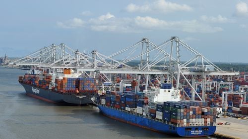 The cost to dredge Savannah’s port to allow bigger ships to use the facility is now expected to cost $267 million more than earlier projected and take two additional years. BRANT SANDERLIN / BSANDERLIN@AJC.COM .