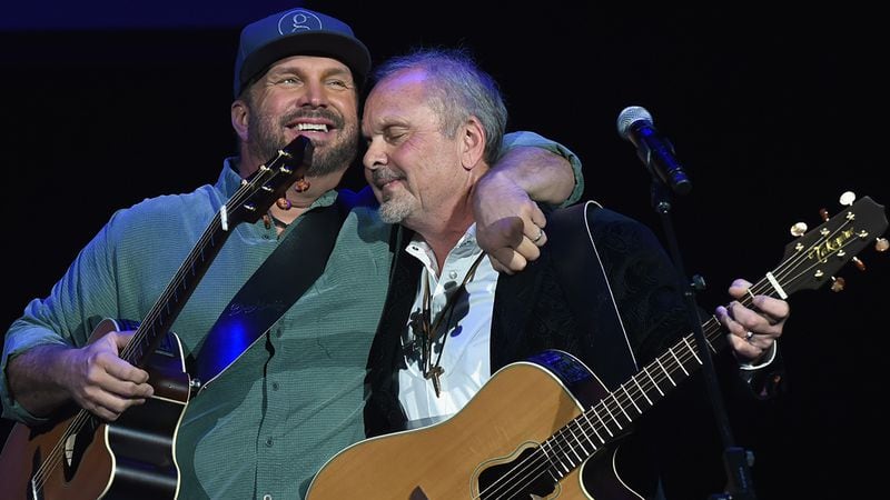NASHVILLE, TN - SEPTEMBER 20:  Singer/Songwriters Garth Brooks and Kent Blazy perform during NSAI 50 Yearsof Songs at Ryman Auditorium on September 20, 2017 in Nashville, Tennessee.  (Photo by Rick Diamond/Getty Images)