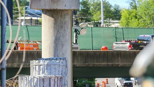 Construction of the replacement span of the I-85 bridge has begun, the Georgia DOT said at a news conference Friday, April 7, 2017. JOHN SPINK /JSPINK@AJC.COM