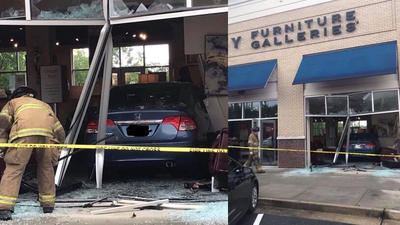 A driver accidentally slammed into a Dunwoody furniture store Wednesday.