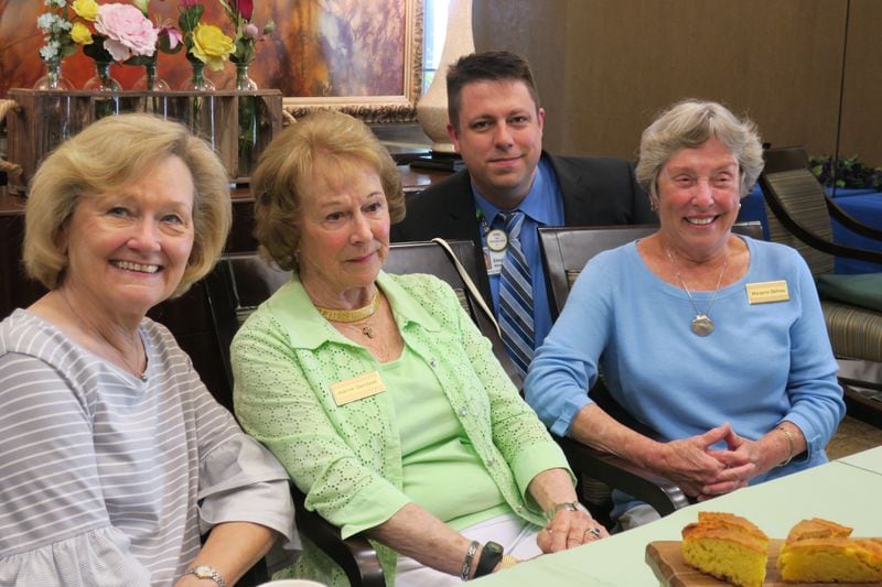 Lenbrook director of dining Stephen West with (l-r) former and current resident Dining Committee members Barbara Ramos, Jeanne Gambrell and Margaret Bethea. Photo by Louise Plonowski