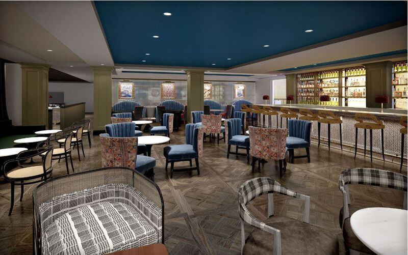 A rendering of Mr. B bar inside the Burgess Hotel.