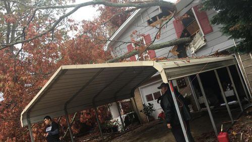 A tree fell on a house in Duluth following Wednesday's tornado warning.