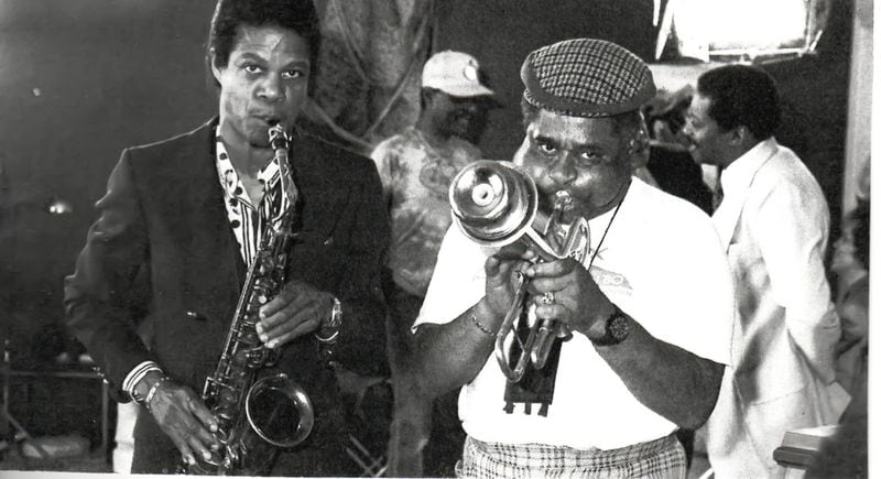 Dizzy Gillespie (trumpet) and James Patterson (saxophone) perform during a concert on campus at Clark Atlanta University. The concert was part of a jazz film documentary project in the early 1980s. CONTRIBUTED